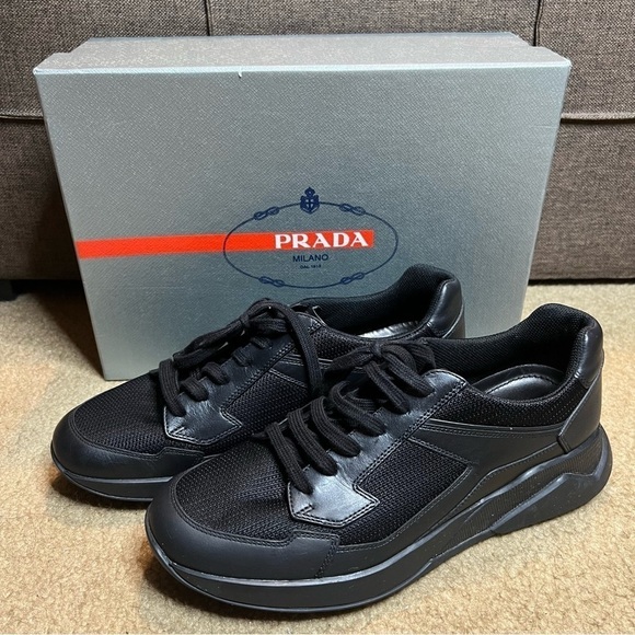 PRADA | Plume Bike Leather Sneaker - Picture 1 of 10